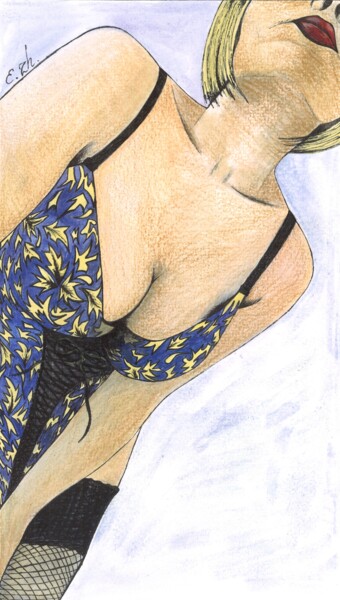 Zeichnungen mit dem Titel "Artwork "In a Manne…" von Elena Carlier, Original-Kunstwerk, Pastell