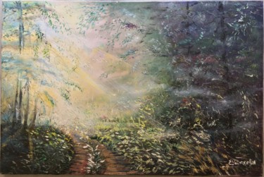 Painting titled "Pearlescent Morning" by Elena Chebotareva, Original Artwork, Oil