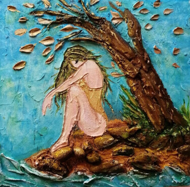 Painting titled "Forest Nymph" by Elena Chugurova, Original Artwork, Acrylic
