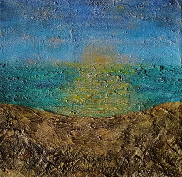 Schilderij getiteld "Blue sea" door Elena Chugurova, Origineel Kunstwerk, Acryl Gemonteerd op Houten paneel