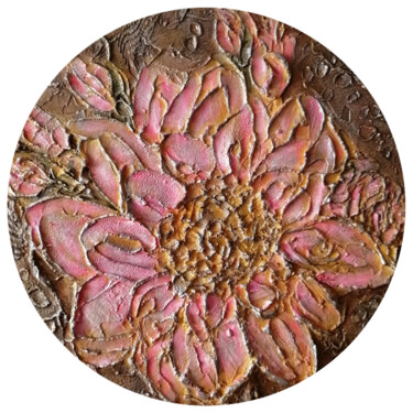 Painting titled "Pink Flowers" by Elena Chugurova, Original Artwork, Acrylic Mounted on Wood Panel