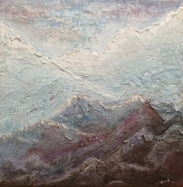 Painting titled "Caucasus mountains" by Elena Chugurova, Original Artwork, Acrylic Mounted on Wood Panel