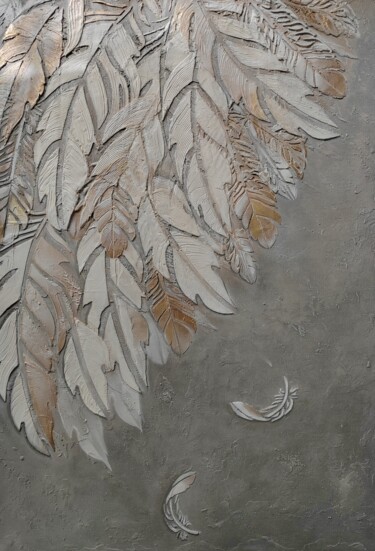 Painting titled "Feathers" by Elena Chugurova, Original Artwork, Acrylic Mounted on Wood Stretcher frame