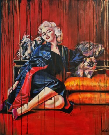 Pittura intitolato "Merelin Monroe" da Elena Chistik, Opera d'arte originale, Acrilico Montato su Telaio per barella in legno