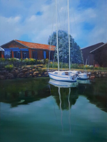 Картина под названием ""Au port de Gujan M…" - Elena Cotté, Подлинное произведение искусства, Масло
