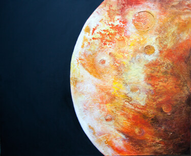 Painting titled "Orange planet" by Elena Dodoka, Original Artwork, Acrylic