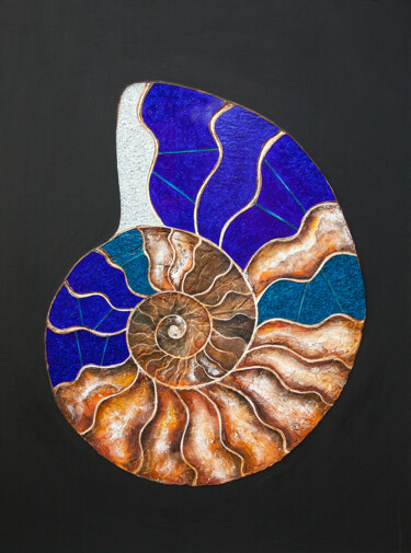 Painting titled "Ammonite" by Elena Dodoka, Original Artwork, Acrylic