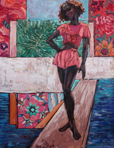 Painting titled "Paraiso.Dream 4." by Elena Done, Original Artwork, Oil Mounted on Wood Stretcher frame