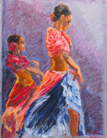 Drawing titled "Silhouettes. Marta…" by Elena Done, Original Artwork, Pastel Mounted on Cardboard