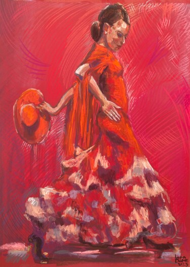 Σχέδιο με τίτλο "Silhouettes. Red Da…" από Elena Done, Αυθεντικά έργα τέχνης, Παστέλ