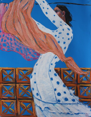 Desenho intitulada "Silhouettes. May." por Elena Done, Obras de arte originais, Pastel