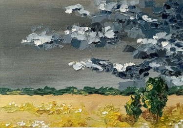 Painting titled "Before the rain" by Elena Dundukova, Original Artwork, Oil