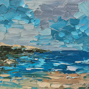 Painting titled "Breathe the sea.Sho…" by Elena Dundukova, Original Artwork, Oil