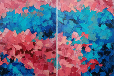 Painting titled "Pink dreams DIPTYCH" by Elena Dundukova, Original Artwork, Oil