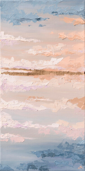 Pittura intitolato "Pink sunrise" da Elena Dundukova, Opera d'arte originale, Olio