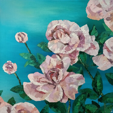Peinture intitulée "Pink flowers" par Elena Dundukova, Œuvre d'art originale, Huile