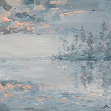 Painting titled "Reflections.Island." by Elena Dundukova, Original Artwork, Oil