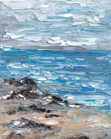 Malerei mit dem Titel "The Ocean.Blue." von Elena Dundukova, Original-Kunstwerk, Öl
