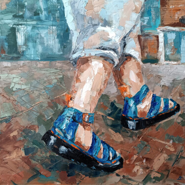 Painting titled "Walking" by Elena Dundukova, Original Artwork, Oil