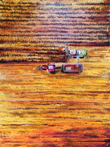 Painting titled "Harvesting." by Elena Dundukova, Original Artwork, Watercolor