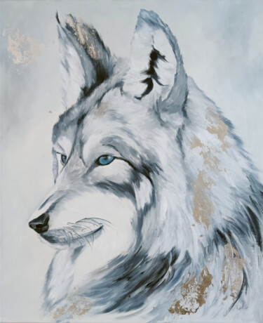 Картина под названием "Волк" - Елена Джафарова (Kelen), Подлинное произведение искусства, Масло Установлен на Деревянная рам…