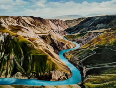 Peinture intitulée "Сулакский каньон" par Elena Dzhafarova (Kelen), Œuvre d'art originale, Huile