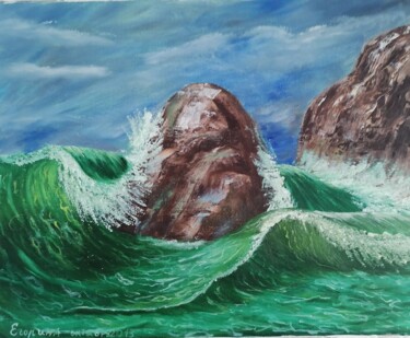 Картина под названием "Волна" - Елена Егорина, Подлинное произведение искусства, Масло
