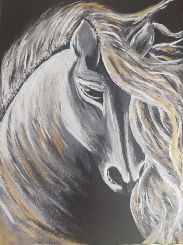 Картина под названием "Лошадь" - Елена Егорова, Подлинное произведение искусства, Акрил Установлен на Деревянная рама для но…