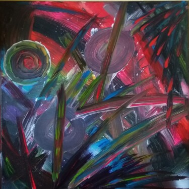 Painting titled "Jungles" by Elena Flying, Original Artwork, Acrylic Mounted on Wood Stretcher frame