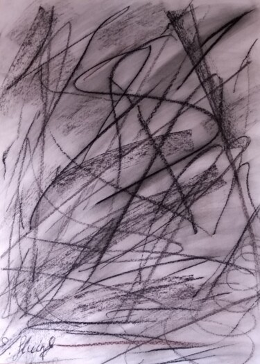 Рисунок под названием "Hurricane" - Elena Flying, Подлинное произведение искусства, Древесный уголь