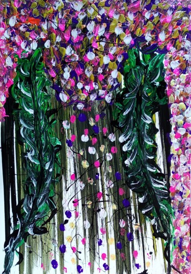 Ζωγραφική με τίτλο "Falling petals" από Elena Flying, Αυθεντικά έργα τέχνης, Ακρυλικό
