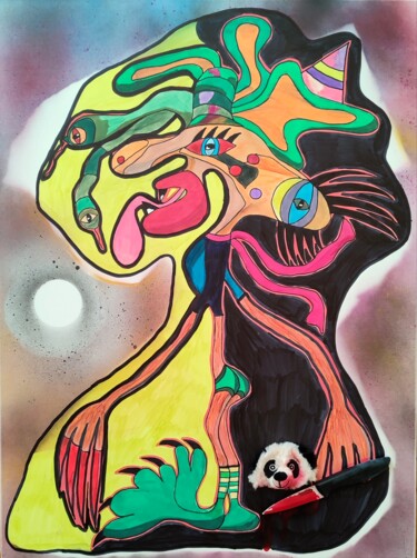 Pintura titulada "Bicro" por Elena Flying, Obra de arte original, Rotulador