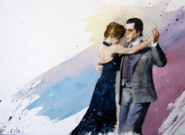 Schilderij getiteld "Tango" door Elena Gaivoronskaia, Origineel Kunstwerk, Aquarel