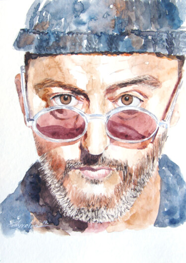 Painting titled "Leon" by Elena Gaivoronskaia, Original Artwork, Watercolor