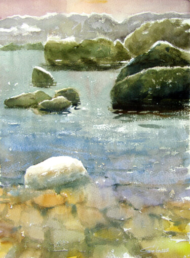Painting titled "Rocks and stones" by Elena Gaivoronskaia, Original Artwork, Watercolor