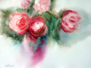 Painting titled "Pink haze" by Elena Gaivoronskaia, Original Artwork, Watercolor