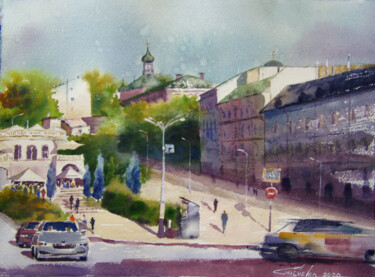 Malerei mit dem Titel "Rush hour" von Elena Gaivoronskaia, Original-Kunstwerk, Aquarell