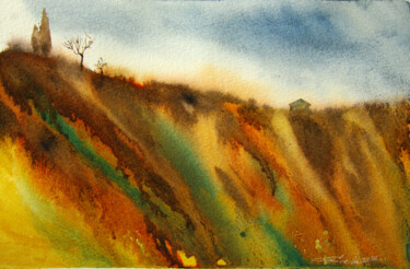 Peinture intitulée "Colored dunes" par Elena Gaivoronskaia, Œuvre d'art originale, Aquarelle