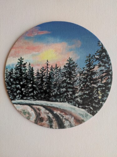 Malerei mit dem Titel "Winter forest" von Elena Galeeva, Original-Kunstwerk, Acryl