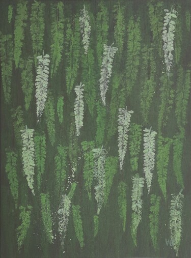 Schilderij getiteld "Fern leaves" door Elena Galeeva, Origineel Kunstwerk, Acryl