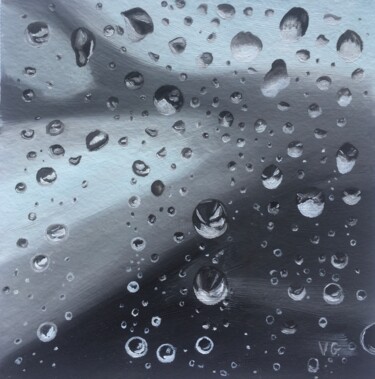 Painting titled "Gray drops" by Elena Galeeva, Original Artwork, Oil