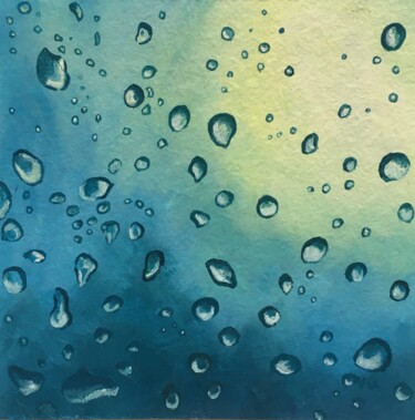 Painting titled "Blue drops" by Elena Galeeva, Original Artwork, Oil