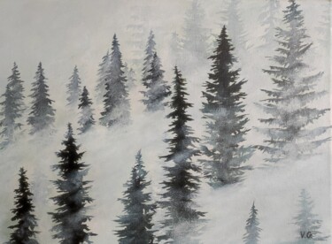 Painting titled "In the fog" by Elena Galeeva, Original Artwork, Acrylic