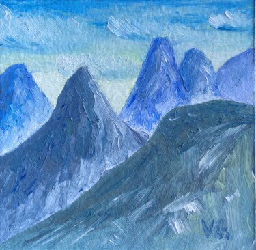 Painting titled "Miniature Mountain…" by Elena Galeeva, Original Artwork, Oil
