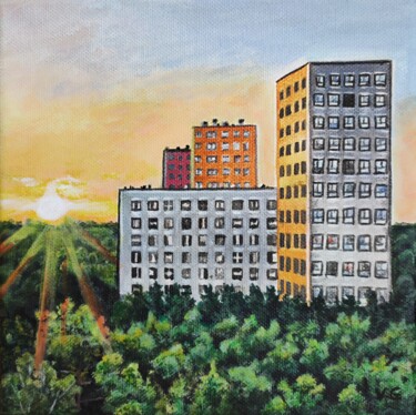 Peinture intitulée "City of Dawns" par Elena Galeeva, Œuvre d'art originale, Acrylique