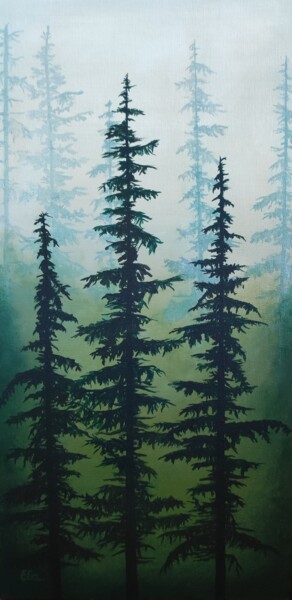 Peinture intitulée "Мистический лес" par Elena Galeeva, Œuvre d'art originale, Acrylique