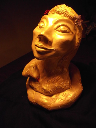 Sculpture titled "Lilith ed il serpen…" by Artemissia, Original Artwork, Terra cotta