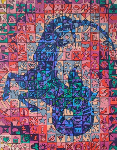 Картина под названием "Capricorn" - Elena Giger, Подлинное произведение искусства, Акрил Установлен на Деревянная рама для н…
