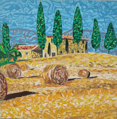 Painting titled "Tuscan landscape" by Elena Giger, Original Artwork, Acrylic Mounted on Wood Stretcher frame