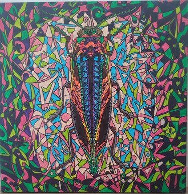 Painting titled "The bug" by Elena Giger, Original Artwork, Acrylic Mounted on Wood Stretcher frame